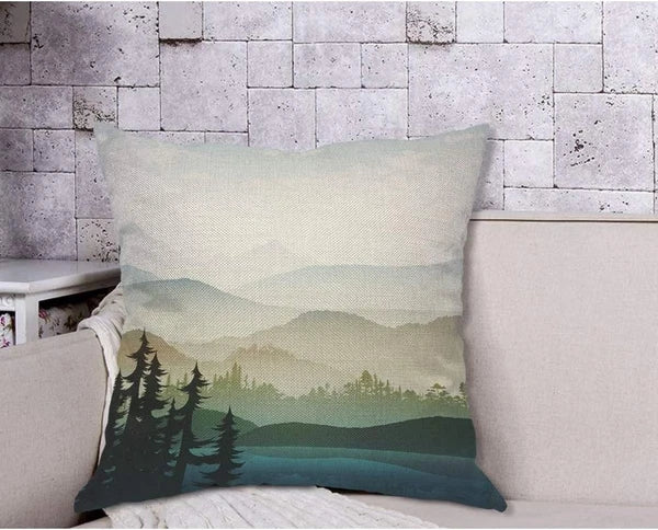 AOYEGO Nature Landscape Throw Pillow Cover Mountain Forest and Lake Summer...