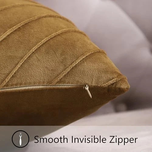 Velvet Throw Pillow Covers 24x24 inch Pack of 2 24" x 24" (Pack of 2) Brown