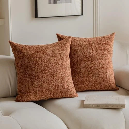 Set of 2 Colored Cute Textured Throw Pillow 18" x 18" (Pack of 2) Terracotta