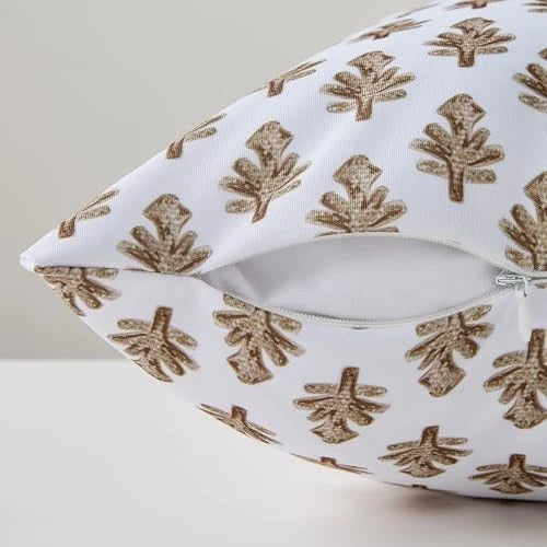 Outdoor Pillow Covers 18x18 Set of 2 Boho Floral 18" x 18" (Pack of 2) Brown