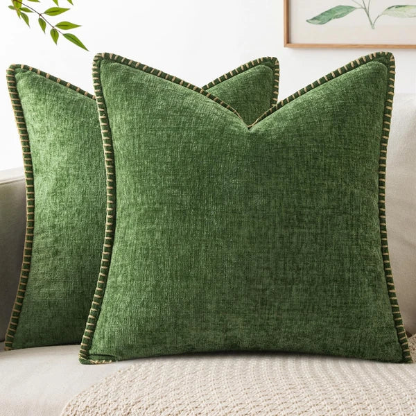 MIULEE Pack of 2 Fall Couch Pillow Covers 18x18 Inch Moss Green Farmhouse Dec...