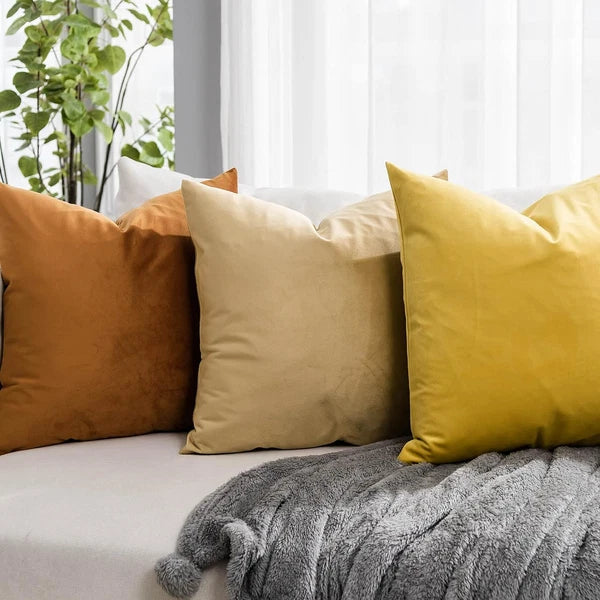 Burnt Orange Soft Velvet Throw Pillow Covers 18X18 Inch Set of 2 for Sofa Couch