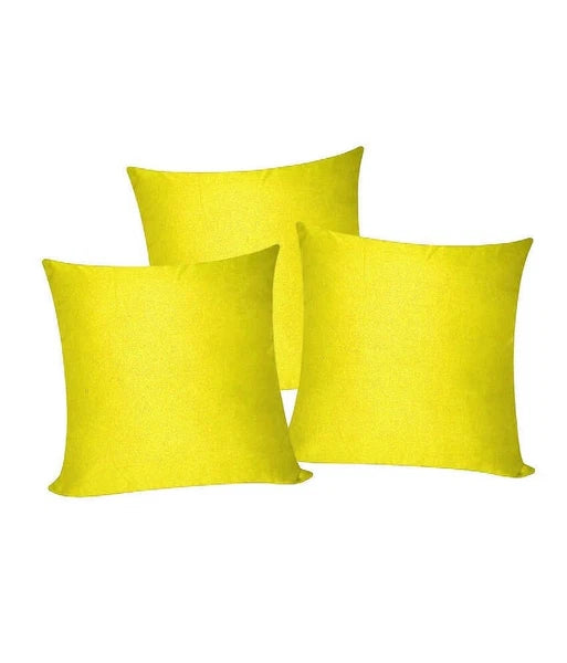 3 x Plain Satin 14x14 Yellow Cushion Cover / Pillow Cases /Sofa Décor