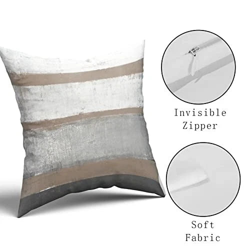 Brown Pillow Covers 18x18 Set of 2 18" x 18" (Pack of 2) Brown Grey Stripe