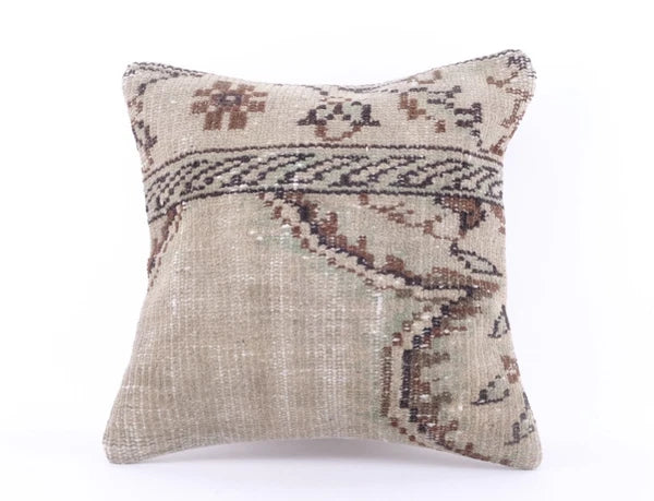 Handmade Square Jute Kilim Cushion Cover Indian Vintage Pillow 16x16 Rug Boho