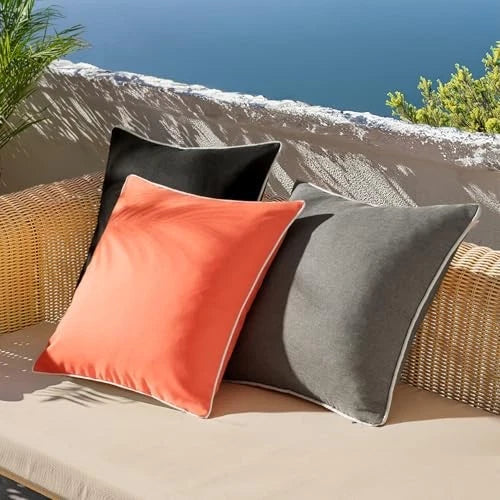 Set of 2 Outdoor Waterproof Pillow Covers 16" x 16" (Pack of 2) Coral Red
