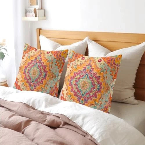 Chinoiserie Pillow Cover 18x18 Inch Set of 2 18" x 18" (Pack of 2) Orange Green