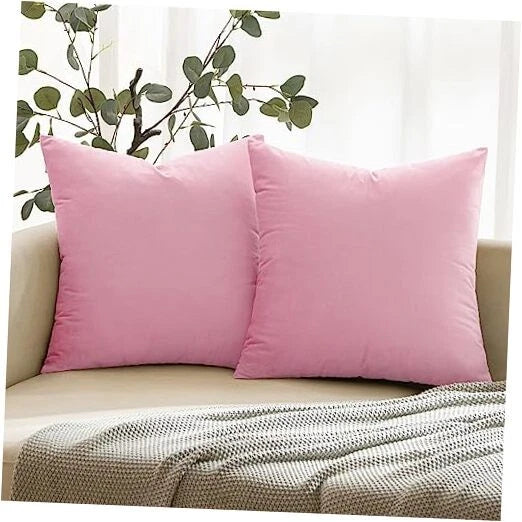 Pack of 2 Velvet Throw Pillows Spring 18" x 18" (Pack of 2) Baby Pink