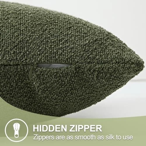 14x36 Boucle Long Lumbar Pillow Covers Textured 36" x 14" (Pack of 1) Green