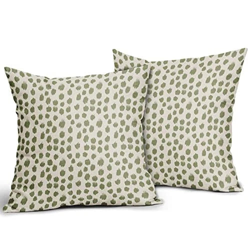 Sage Green Cream Pillow Covers 18x18 Set 18" x 18" (Pack of 2) Sage Green Dots