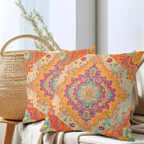 Chinoiserie Pillow Cover 18x18 Inch Set of 2 18" x 18" (Pack of 2) Orange Green
