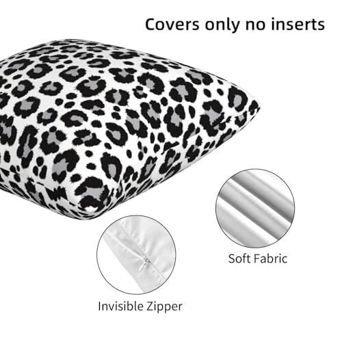 White and Grey Pillow Covers 18x18 in Couch 18" x 18" (Pack of 2) Leopard Print